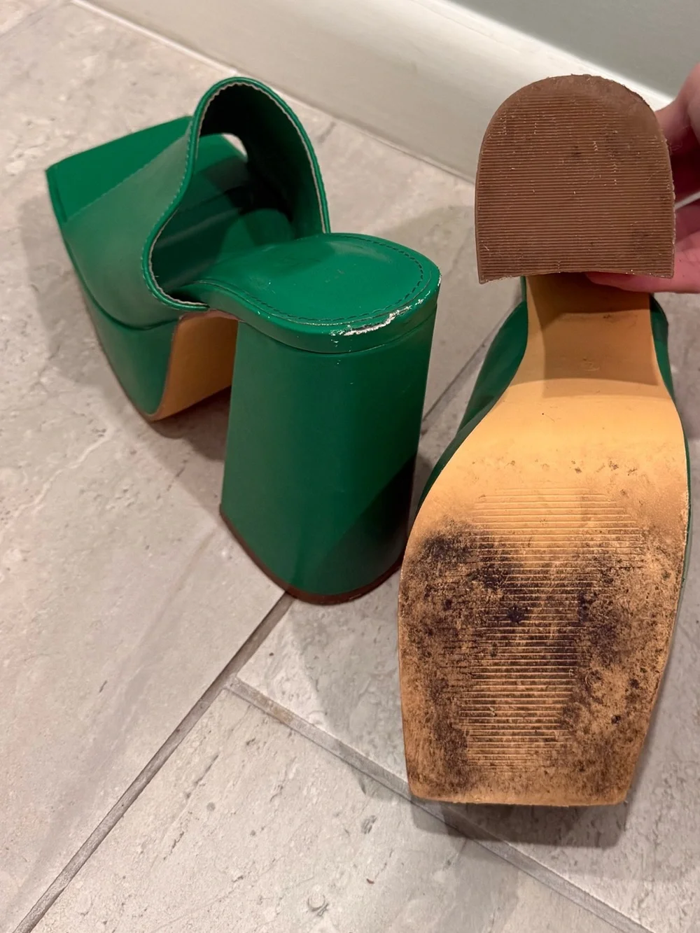 Emerald Green Platform Mule Heels